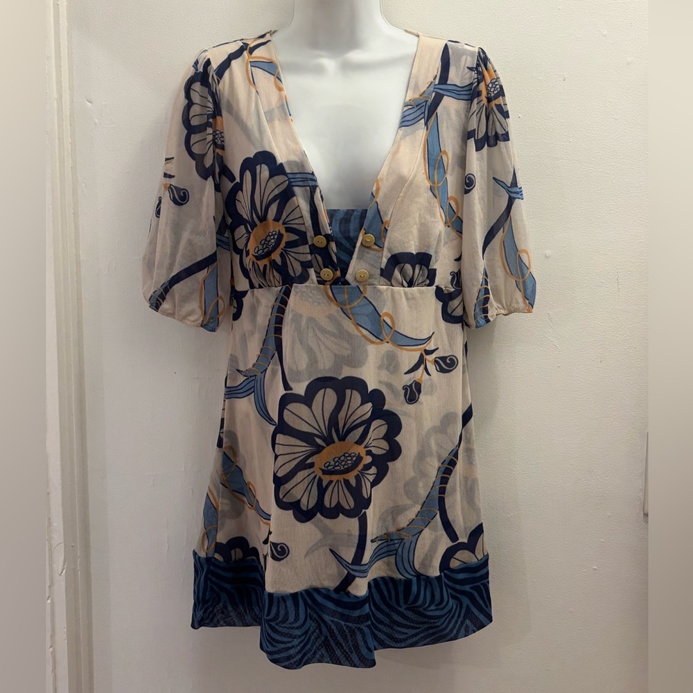 Y2K Sweet Pea Mesh Tunic Top
